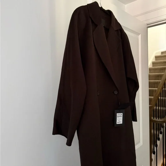 Massimo Dutti Brown Double-Breasted Coat - Picture 2 of 3